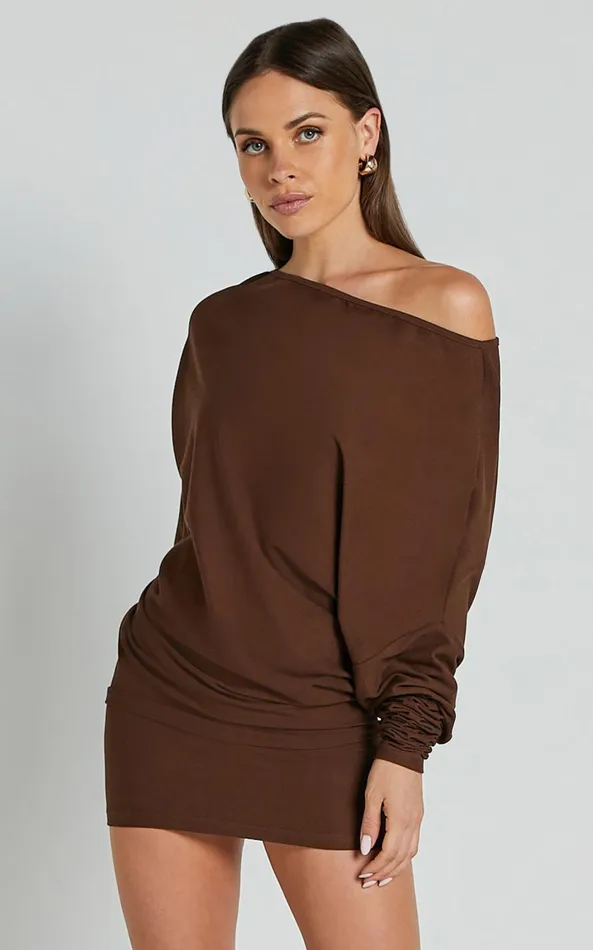 Showpo Fermina Mini Dress 8211 Long Sleeve Bodycon Dress In Chocolate Women Basics Showpo Fermina Mini Dress 8211 Long Sleeve Bodycon Dress In Chocolate Women Basics