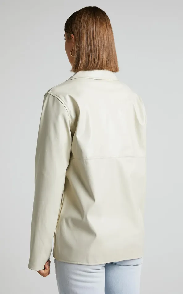 Showpo Ferrah Blazer 8211 Faux Leather Oversized Blazer In Ecru Women Jackets and Coats