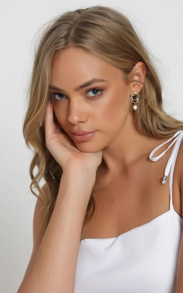 Showpo Flora Double Hoop Drop Earring In Gold And Pearl Women Earrings