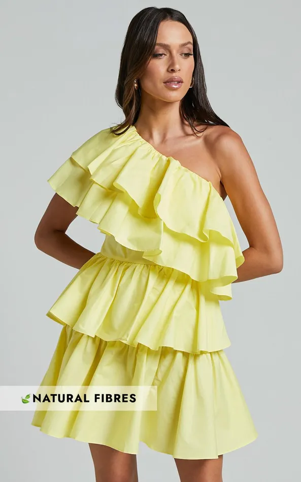 Showpo Flora Mini Dress 8211 One Shoulder Tiered Dress In Sun Yellow Women Dresses Showpo Flora Mini Dress 8211 One Shoulder Tiered Dress In Sun Yellow Women Dresses