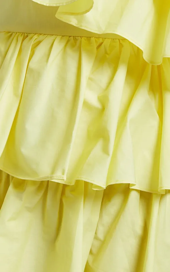 Showpo Flora Mini Dress 8211 One Shoulder Tiered Dress In Sun Yellow Women Dresses