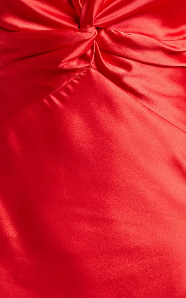 Showpo Florentina Midi Dress 8211 Twist Front Open Tie Back Dress In Red Women Dresses