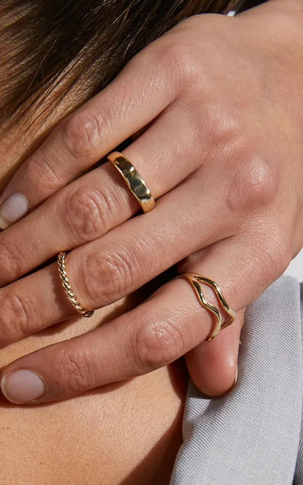 Showpo Florice 3 Pack Ring Set In Gold Women Rings