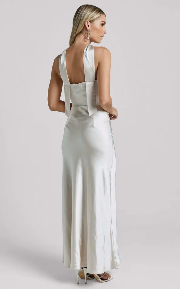 Showpo Florita Maxi Dress 8211 Twist Halter Slip In Ivory Women Dresses