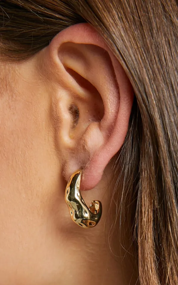 Showpo Francesca Chunky Irregular Open Hoop Earrings In Gold Women Earrings
