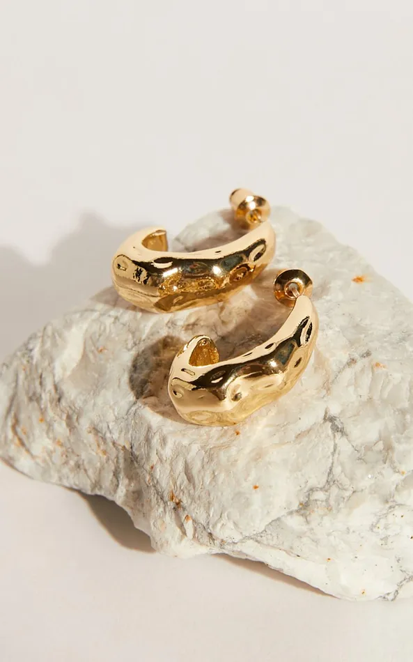 Showpo Francesca Chunky Irregular Open Hoop Earrings In Gold Women Earrings