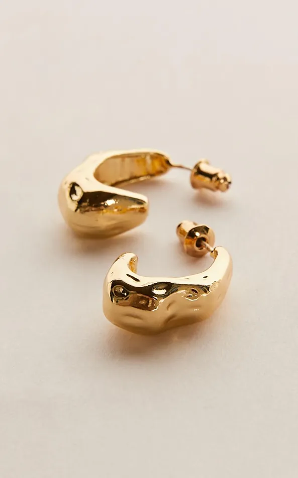 Showpo Francesca Chunky Irregular Open Hoop Earrings In Gold Women Earrings