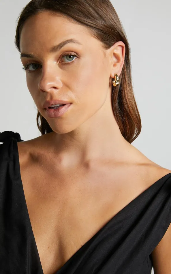 Showpo Francesca Chunky Irregular Open Hoop Earrings In Gold Women Earrings