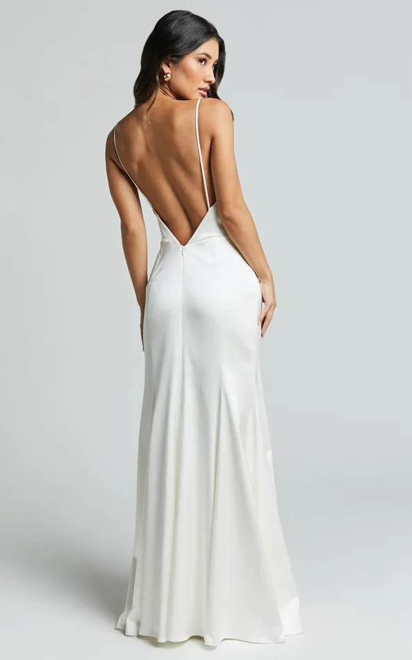 Showpo Francia Maxi Dress 8211 Sweetheart Thigh Split Dress In White Women Dresses
