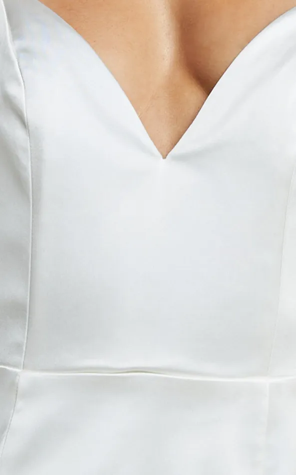 Showpo Francia Maxi Dress 8211 Sweetheart Thigh Split Dress In White Women Dresses