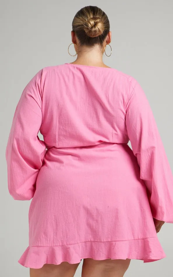 Showpo Francoise Mini Dress 8211 Long Sleeve Wrap Dress In Pink Women Dresses