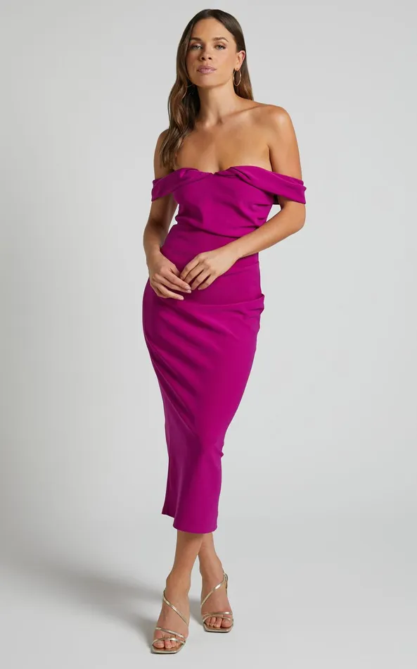 Showpo Frankie Midi Dress 8211 Bodycon Off The Shoulder Dress In Purple Women Dresses Showpo Frankie Midi Dress 8211 Bodycon Off The Shoulder Dress In Purple Women Dresses