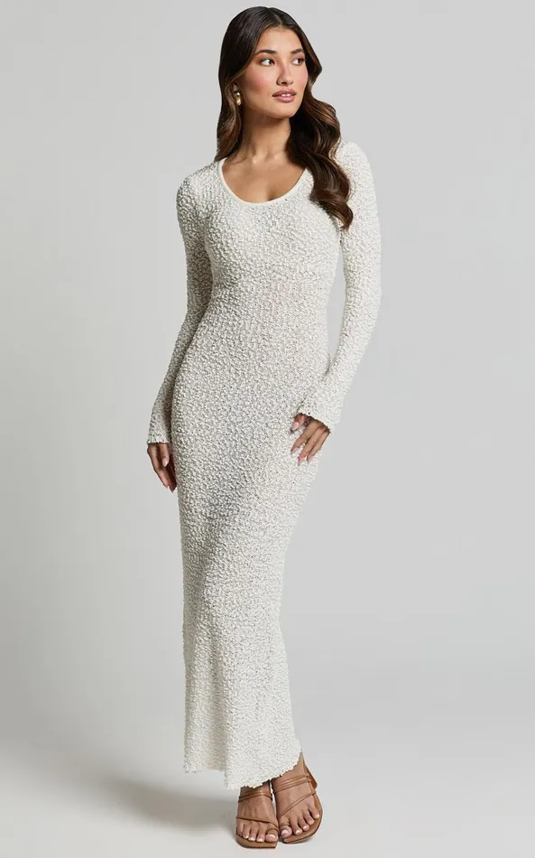 Showpo Freya Midi Dress 8211 Scoop Neck Long Sleeve Boucle Knit Dress In Off White Women Dresses Showpo Freya Midi Dress 8211 Scoop Neck Long Sleeve Boucle Knit Dress In Off White Women Dresses