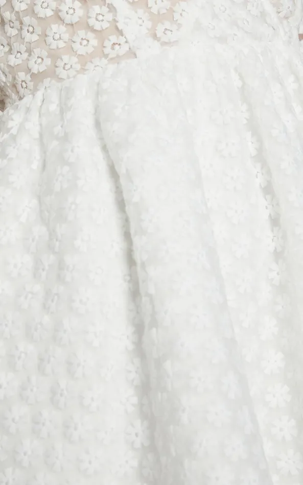 Showpo Freya Mini Dress 8211 Puff Sleeve V Neck A Line Dress In White Women Dresses