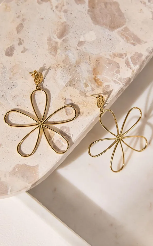 Showpo Frieda Earrings 8211 Flower Shape Large Statement Earrings In Gold Women Earrings Showpo Frieda Earrings 8211 Flower Shape Large Statement Earrings In Gold Women Earrings