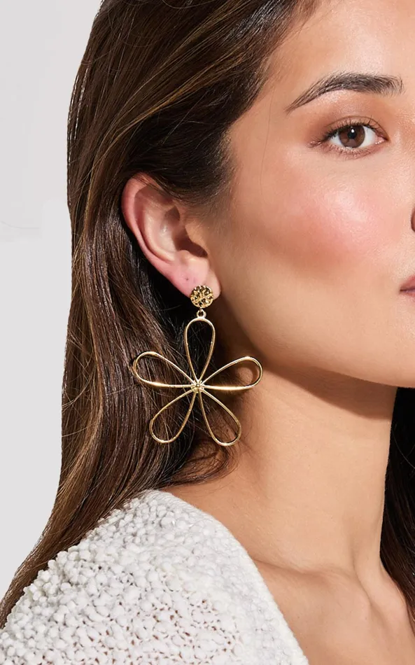 Showpo Frieda Earrings 8211 Flower Shape Large Statement Earrings In Gold Women Earrings