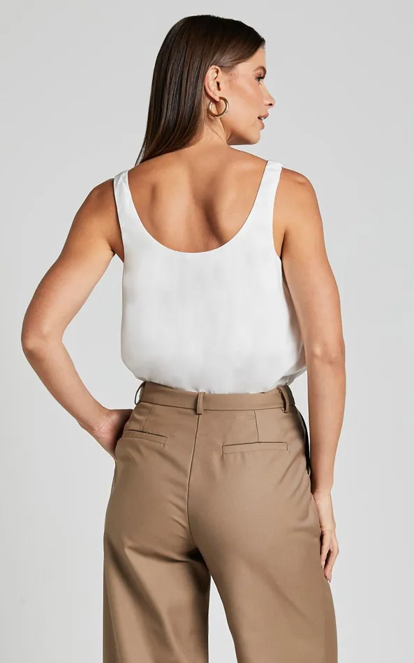 Showpo Gabriella Top 8211 Scoop Neck Sleeveless In Ivory Women Curve Clothes