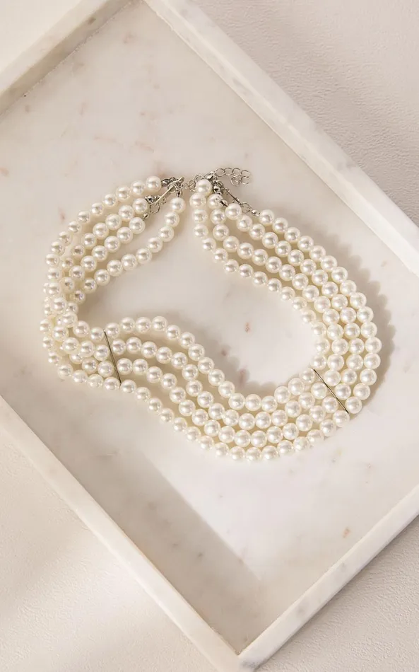 Showpo Gabrielle Necklace 8211 Layered Pearl Choker Necklace In White Women Necklaces Showpo Gabrielle Necklace 8211 Layered Pearl Choker Necklace In White Women Necklaces