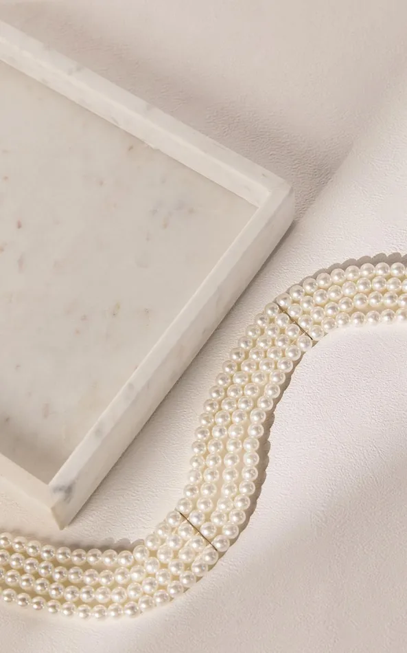 Showpo Gabrielle Necklace 8211 Layered Pearl Choker Necklace In White Women Necklaces