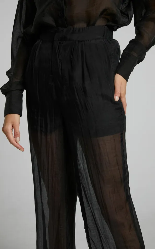 Showpo Garrick Pant 8211 High Waisted Semi Sheet Pant In Black Women Pants