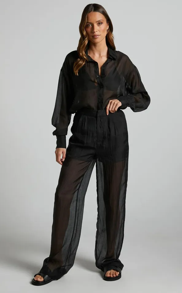 Showpo Garrick Pant 8211 High Waisted Semi Sheet Pant In Black Women Pants