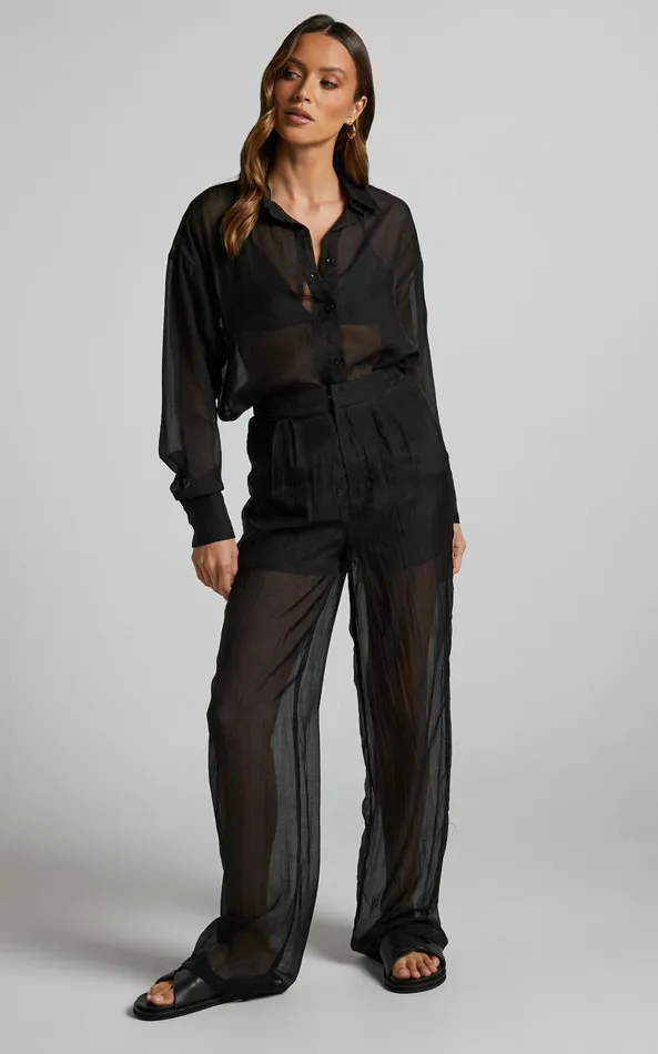 Showpo Garrick Pant 8211 High Waisted Semi Sheet Pant In Black Women Pants