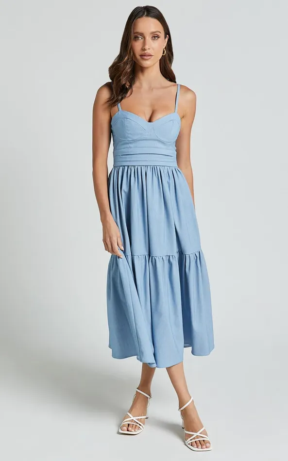 Showpo Gem Midi Dress 8211 Strappy Sweetheart Tier Dress In Light Blue Women Dresses Showpo Gem Midi Dress 8211 Strappy Sweetheart Tier Dress In Light Blue Women Dresses