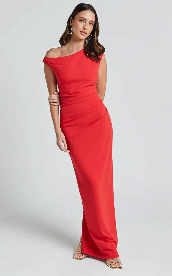 Showpo Genie Maxi Dress 8211 Off The Shoulder Dress In Red Women Dresses