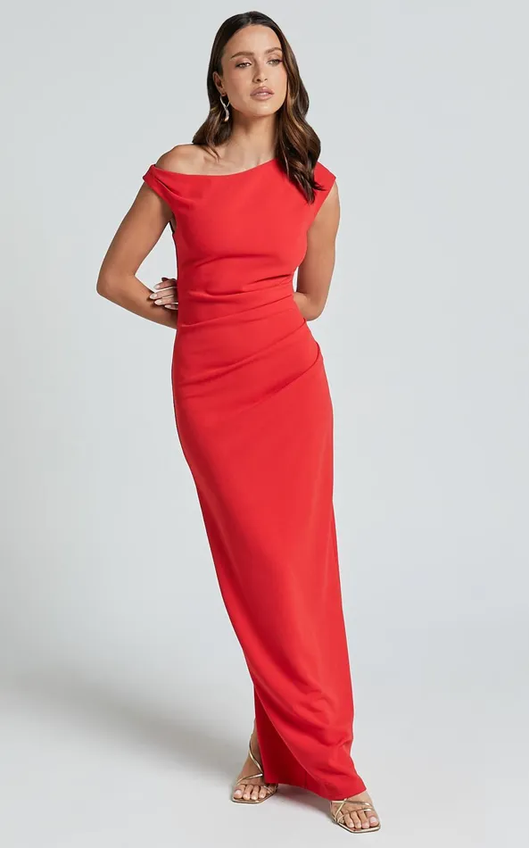 Showpo Genie Maxi Dress 8211 Off The Shoulder Dress In Red Women Dresses