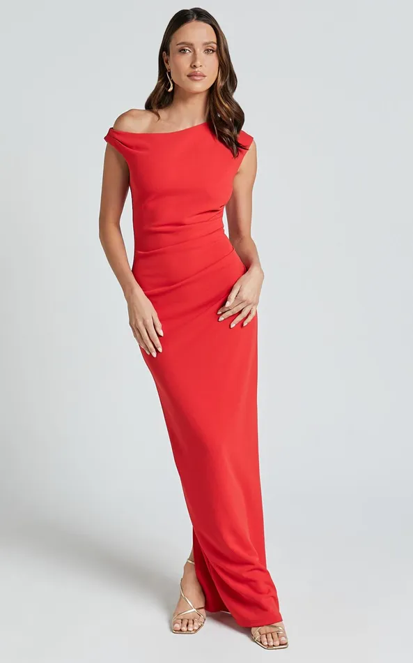 Showpo Genie Maxi Dress 8211 Off The Shoulder Dress In Red Women Dresses