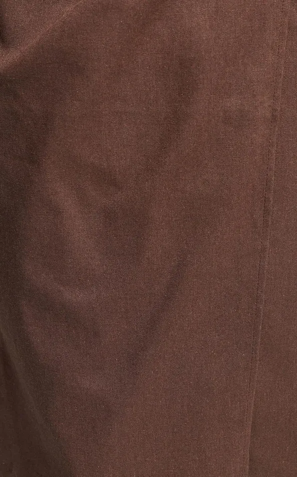 Showpo Genna Midi Skirt 8211 Linen Look Wrap Skirt In Chocolate Women Skirts