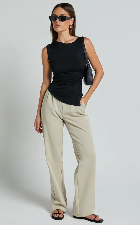 Showpo Georgina Top 8211 Asymmetrical Hem Jersey Tank In Black Women Tops