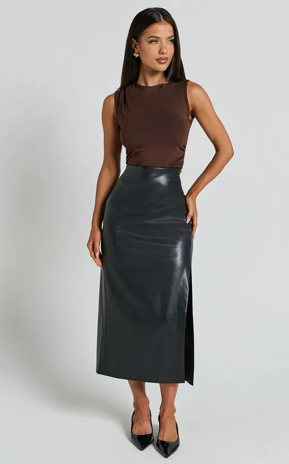 Showpo Georgina Top 8211 Asymmetrical Hem Jersey Tank In Chocolate Women Tops