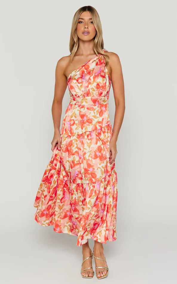 Showpo Georgine Midi Dress 8211 One Shoulder Ruched Tiered Dress In AUTUMN FLORAL Women Dresses Showpo Georgine Midi Dress 8211 One Shoulder Ruched Tiered Dress In AUTUMN FLORAL Women Dresses