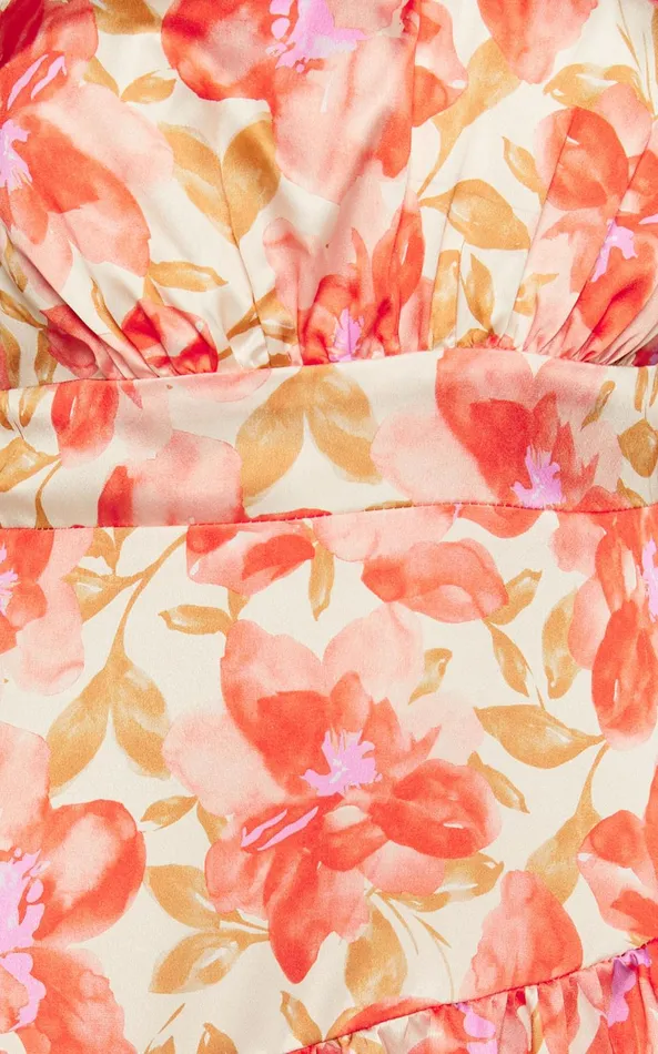 Showpo Georgine Midi Dress 8211 One Shoulder Ruched Tiered Dress In AUTUMN FLORAL Women Dresses