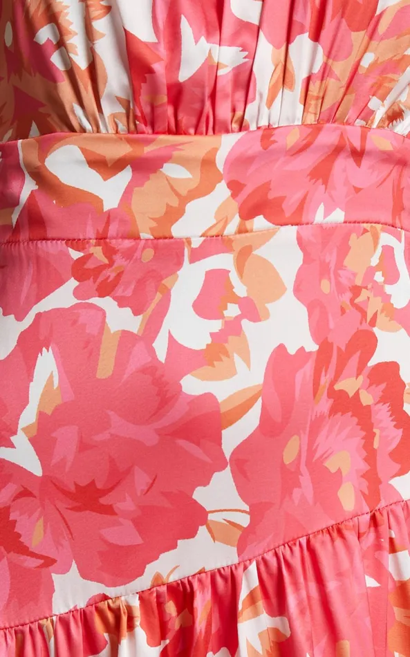 Showpo Georgine Midi Dress 8211 One Shoulder Ruched Tiered Dress In Peony Blossom Women Dresses