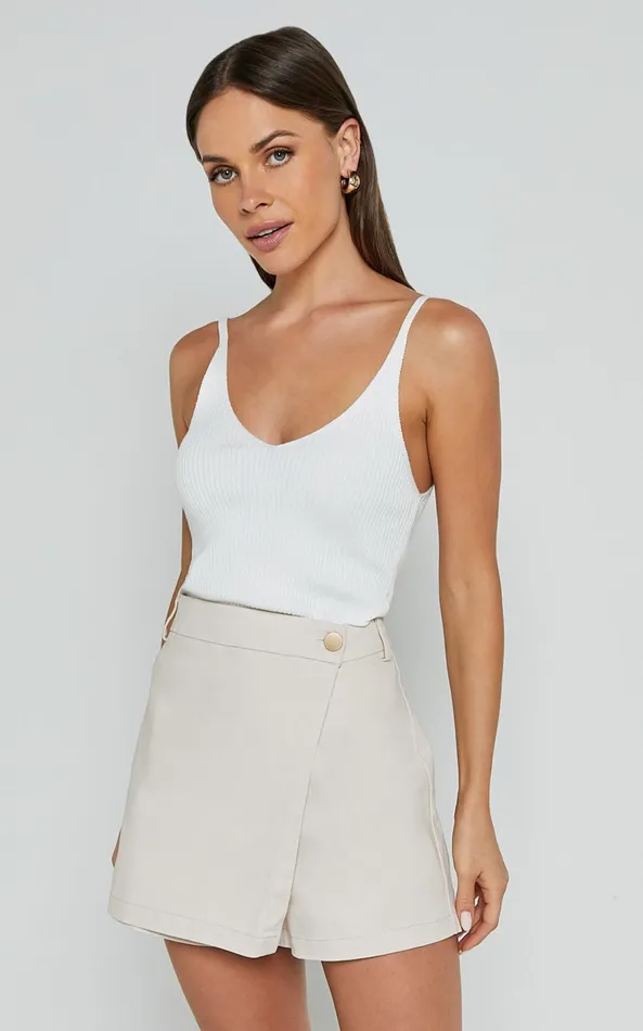 Showpo Gerry Skort 8211 Twill Wrap Front Skort In Oyster Women Shorts