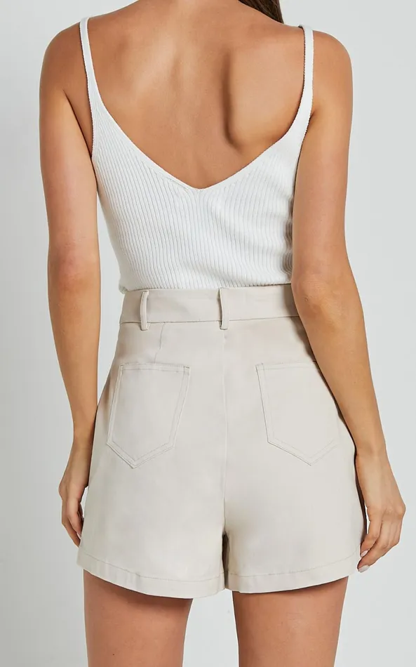 Showpo Gerry Skort 8211 Twill Wrap Front Skort In Oyster Women Shorts