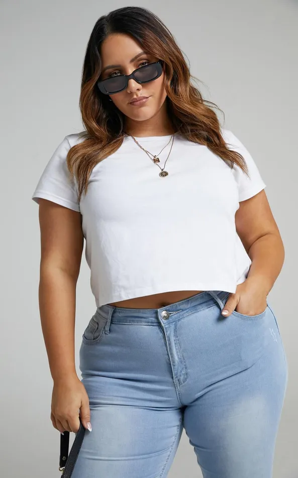 Showpo Getting What I Want Crop Top In White Women Curve Clothes