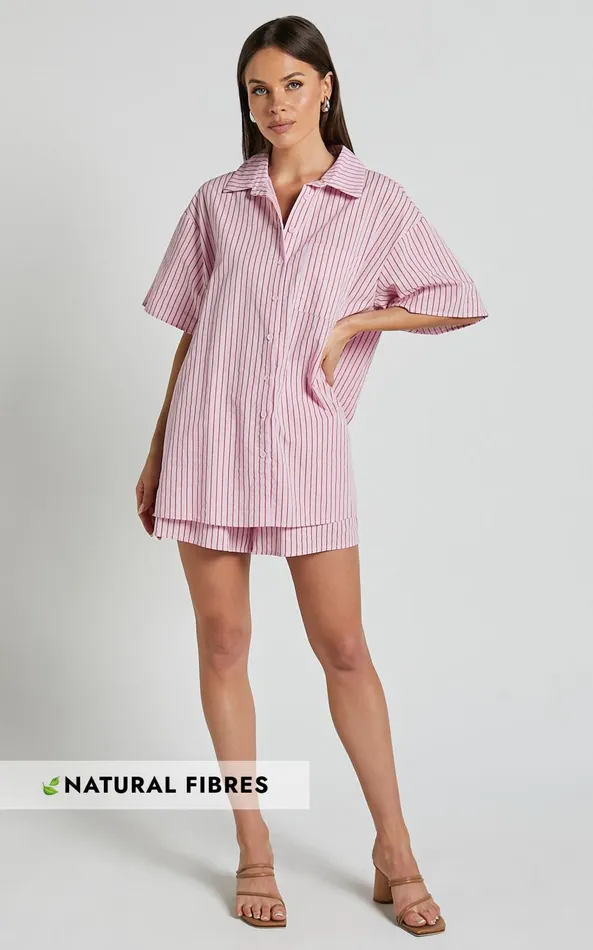 Showpo Gijon Shirt 8211 Collared Button Through Shirt In Pink And Red Stripe Women Tops Showpo Gijon Shirt 8211 Collared Button Through Shirt In Pink And Red Stripe Women Tops