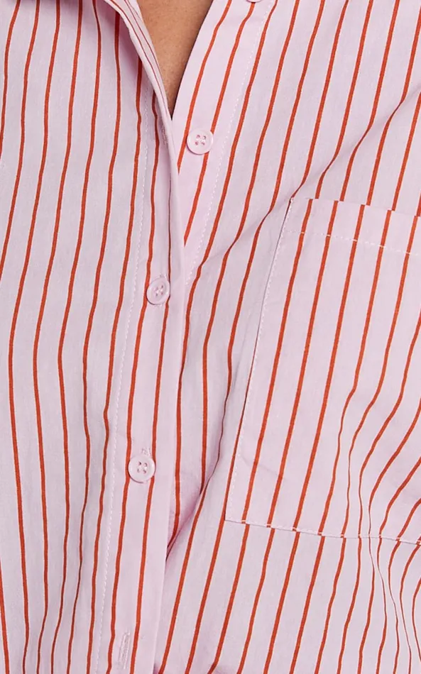 Showpo Gijon Shirt 8211 Collared Button Through Shirt In Pink And Red Stripe Women Tops