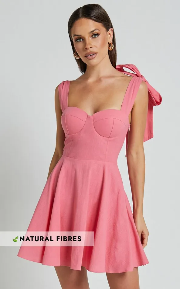 Showpo Girley Mini Dress 8211 Bow Strap Dress In Coral Women Dresses