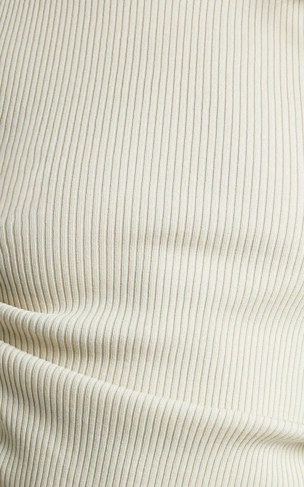 Showpo Giselli Top 8211 Knit Ruched Side Tank Top In Cream Women Curve Clothes