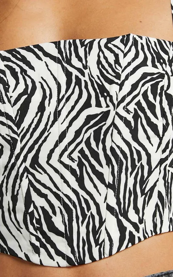 Showpo Gizelle Top 8211 Wide Strap Corset Top In Zebra Print Women Tops