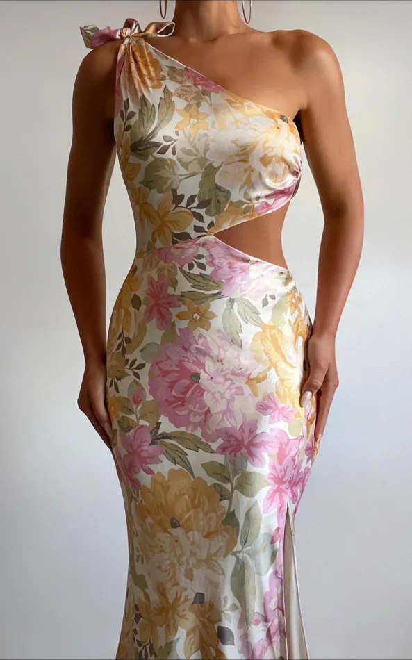 Showpo Glaucus One Shoulder Midi Dress In Elegant Floral Women Dresses