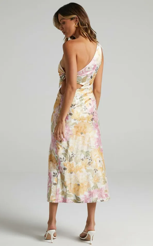 Showpo Glaucus One Shoulder Midi Dress In Elegant Floral Women Dresses