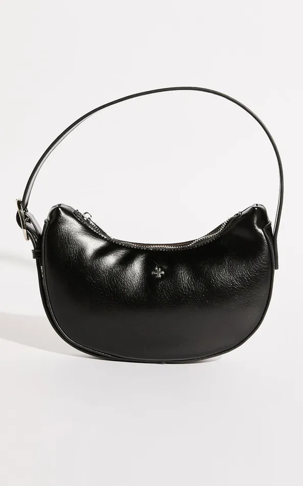 Showpo Goldie Shoulder Bag In Black PU Women Bags