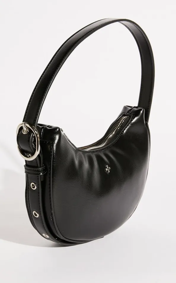 Showpo Goldie Shoulder Bag In Black PU Women Bags