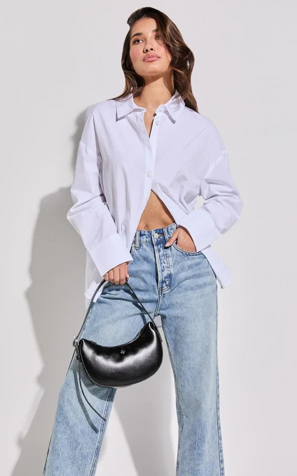 Showpo Goldie Shoulder Bag In Black PU Women Bags