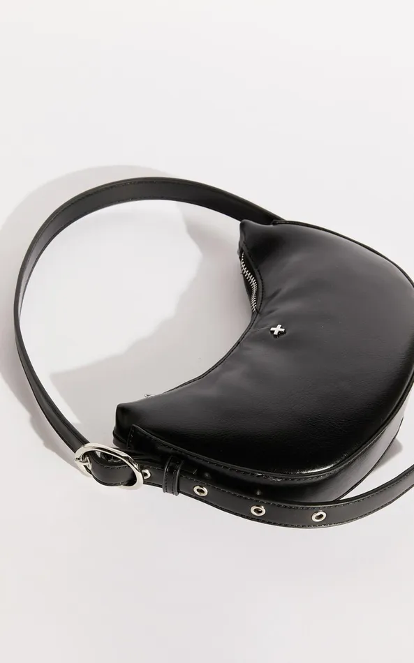 Showpo Goldie Shoulder Bag In Black PU Women Bags
